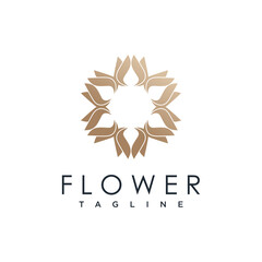 Golden flower logo design Premium Vector