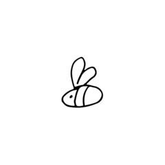 hand drawn outline element for easter, honey bee