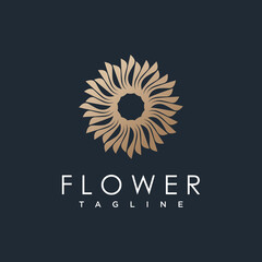 Golden flower logo design Premium Vector