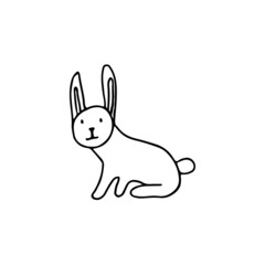 hand drawn outline element for easter, cute rabbit