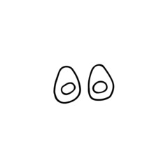hand drawn outline element for easter, half cutted boilled egg