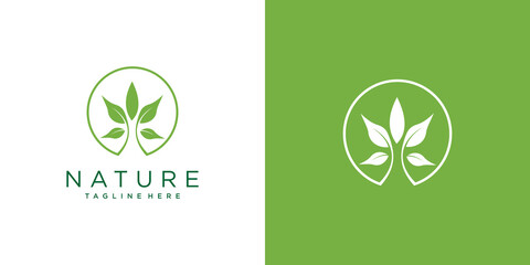 Nature logo design with creative concept Premium Vector