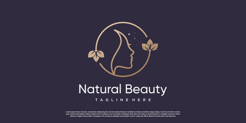 Nature beauty logo design with unique style Premium Vector