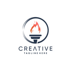 Torch logo design with modern abstract concept Premium Vector
