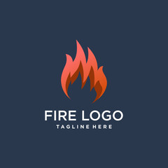 Fire logo design with creative abstract concept Premium Vector