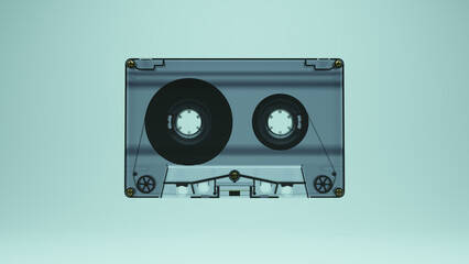 Cassette Tape Magnetic Retro Transparent Blue Purple Gold Screw Vintage Audio Sound Music 3d illustration render