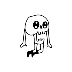 Skull with amazed expression, illustration for t-shirt, poster, sticker, or apparel merchandise. With cartoon style.