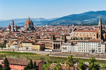 Fototapeta na wymiar The Dome of Florence Cathedral and the Campanile (Bell Tower) in Italy