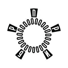 The logo of the word Device in Cyrillic. Stylized into a motor with wires and magnets.