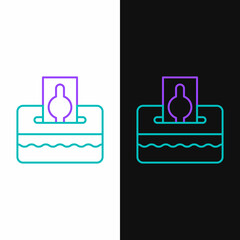 Fototapeta premium Line Donate or pay your zakat as muslim obligatory icon isolated on white and black background. Muslim charity or alms in ramadan kareem before eid al-fir. Colorful outline concept. Vector