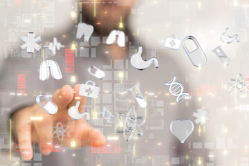digital medical futuristic interface 3D rendering