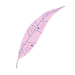 Tropical flat leaves isolated on white background. Trendy collection with pink tropical flat leaves for summer design. Jungle vector art