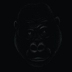 The Vector logo a monkey or gorilla named King Kong for tattoo or T-shirt design or outwear.  Cute print style a monkey or gorilla named King Kong background. This drawing would be nice to make.