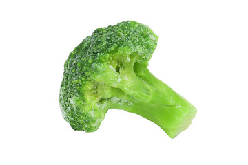 Frozen broccoli on isolated white background