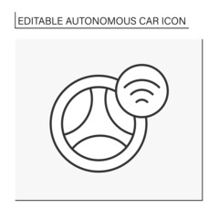 Autopilot line icon. Wireless steering wheel control. Autonomous car concept. Isolated vector illustration. Editable stroke