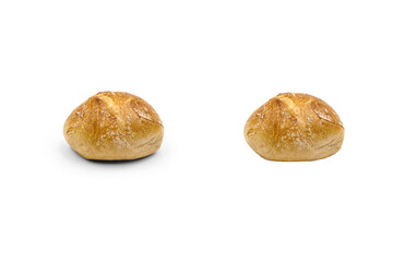 Dinkelbrötchen aus der Bäckerei, isoliert auf weißem Hintergrund