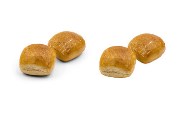 traditionelle Weizen Brötchen mit leckerer Kruste isoliert auf weißem Hintergrund