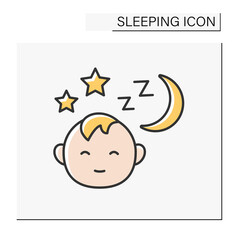 Sleep color icon. Baby born sleep at night. Nighttime. Sleeping concept. Isolated vector illustration