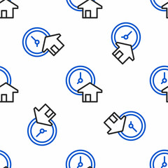 Line Time is money icon isolated seamless pattern on white background. Money is time. Effective time management. Convert time to money. Colorful outline concept. Vector