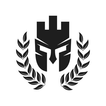 spartan helmet kingdom vector logo design