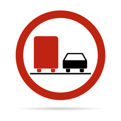 No overtaking warning road, prohibition transportation icon, car forbidden information vector illustration