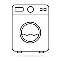 Washing machine equipment with shadow, Electric washer laundry icon, wash symbol clothes, vector illustration background