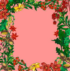 illustration floral pattern for decoration and design of postcards and fabrics