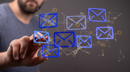 holding letter icon,email icons .Contact us by newsletter email and protect your personal...