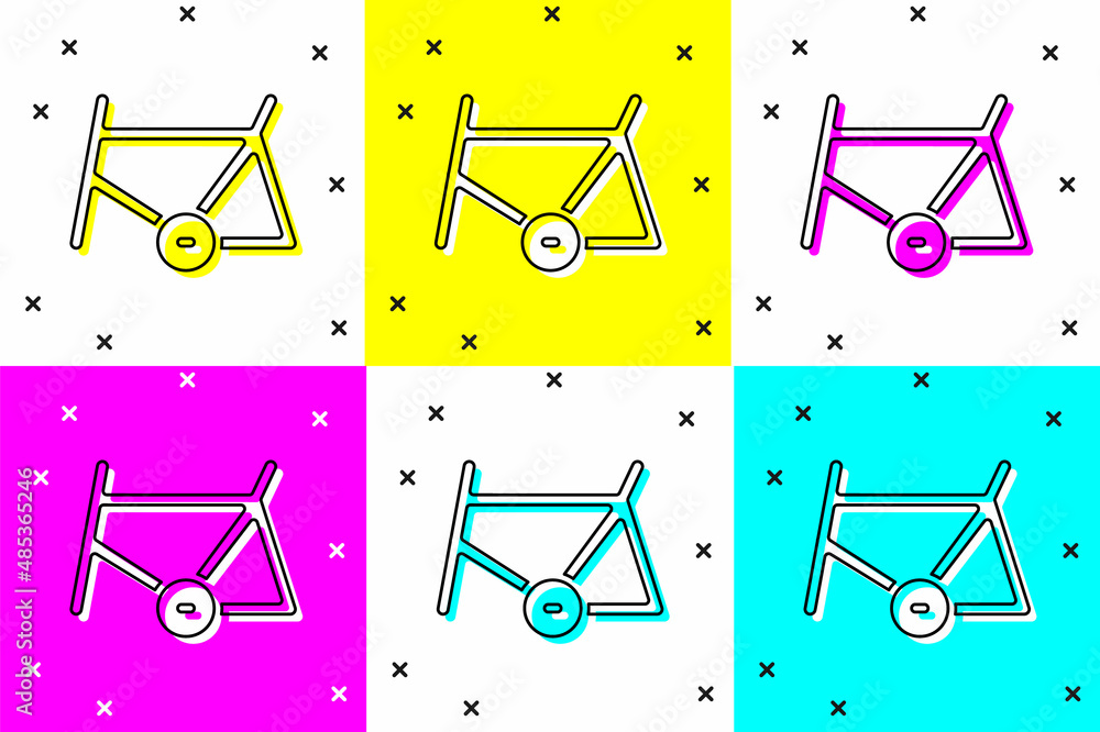 Poster set bicycle frame icon isolated on color background. vector