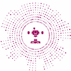 Purple Disassembled robot icon isolated on white background. Artificial intelligence, machine learning, cloud computing. Abstract circle random dots. Vector