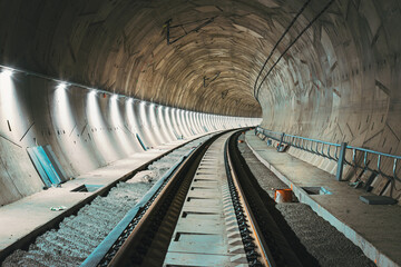 Building of railway tunnel. 