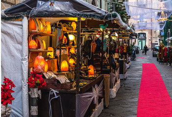 Christmas market stalls in Catania, Sicily Island, Italy