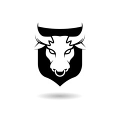 Bull and buffalo horn icon with shadow