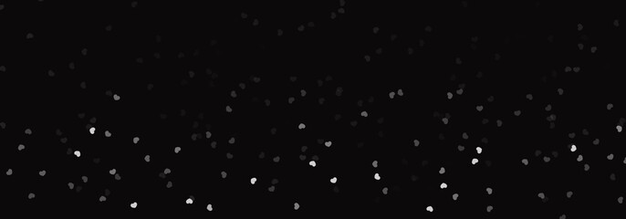 Fototapeta na wymiar Illustration bright white hearts on black background. Abstract hearts snow