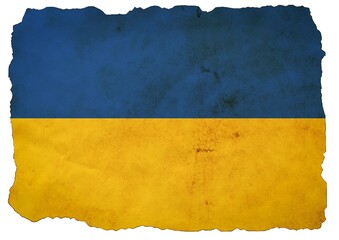 Ukraine flag painted on old grunge paper