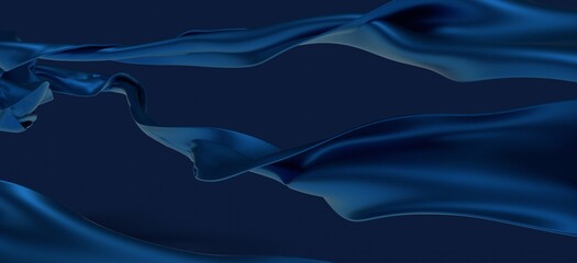Fototapeta na wymiar Flowing transparent Cloth Wave, blue Waving Silk Flying Textile