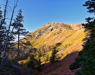 Mount Nebo Wilderness Peak 11,933 feet, autumn panoramic views hiking, highest peak in the Wasatch Range of Utah, Uinta National Forest, United States. USA.
