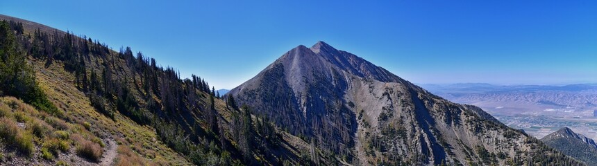 Mount Nebo Wilderness Peak 11,933 feet, autumn panoramic views hiking, highest peak in the Wasatch Range of Utah, Uinta National Forest, United States. USA.