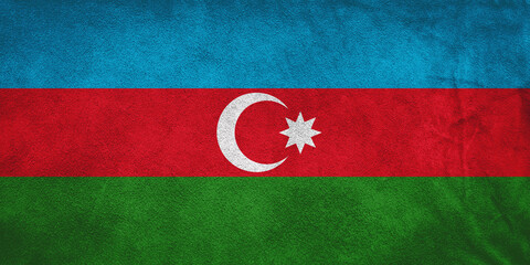Azerbaijan flag painted on old grunge paper