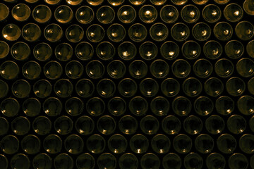 Area of stacked wine bottles in wine cellar, South Moravia Czech Republic - obrazy, fototapety, plakaty