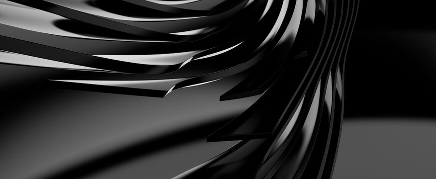 Abstract Dynamic Black Background with Various Shape Design. Usable for Background, Wallpaper, Banner, Poster