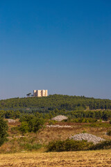 Obraz premium Castel del Monte, castle built in an octagonal shape by the Holy Roman Emperor Frederick II in the 13th century in Apulia region, Italy