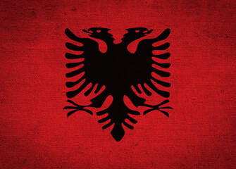 Albania flag painted on old grunge paper