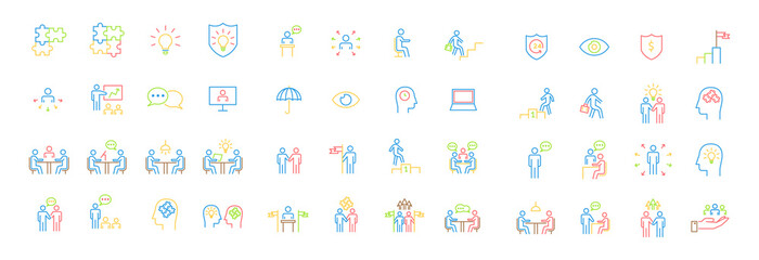 People Business Vector Line Icons ,Work Group Team , Business Meeting Communication.
