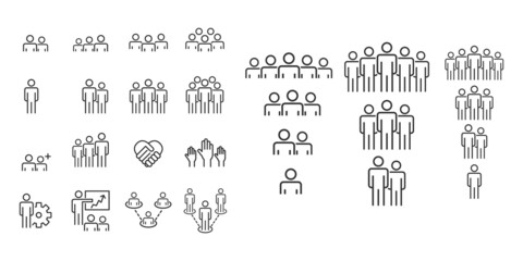 People Icons Line Work Group Team Vector