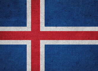 Iceland flag painted on old grunge paper