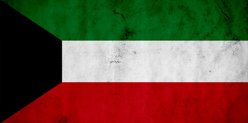 Kuwait flag painted on old grunge paper
