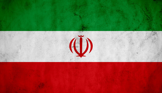 Iran flag painted on old grunge paper
