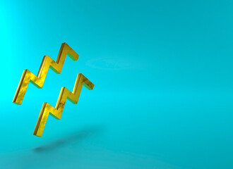Golden zodiac sign Aquarius 3d illustration