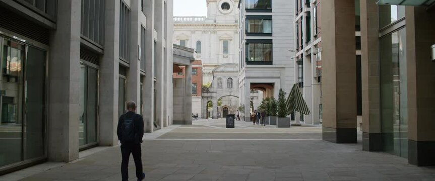 Walking Man St. Paul's Cathedral Paternoster Square Slow Motion London